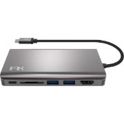 Picture of TECHPICK MULTI-PORT STATION USB-C3 PORT (1X HDMI/1X USB-C/1X USB-A) GREY