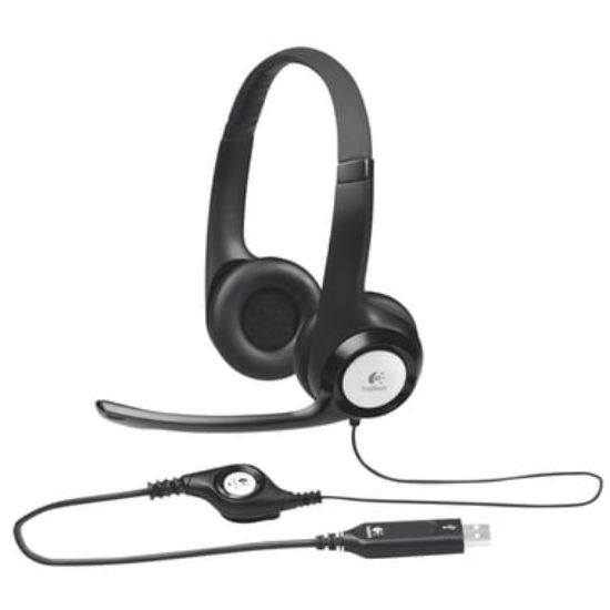 Picture of LOGITECH H390 ON-EAR HEADPHONES, WIRED, USB, ROTATING MICROPHONE, BLACK