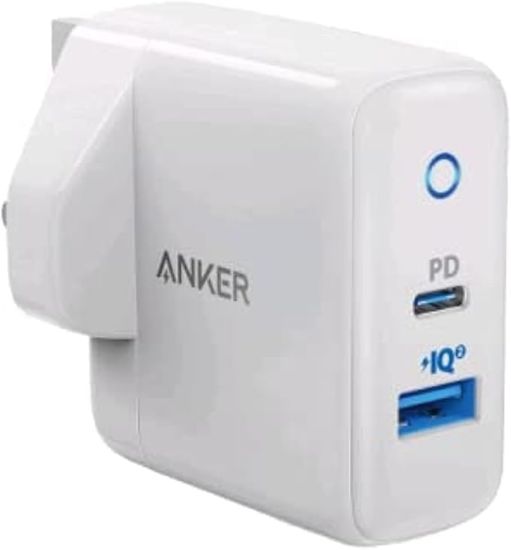 Picture of أنكر شاحن باوربورت PD بلس بقدرة 35 واط منفذين أبيض || Anker - Charger - PowerPort PD+ - 35W - 2 ports White