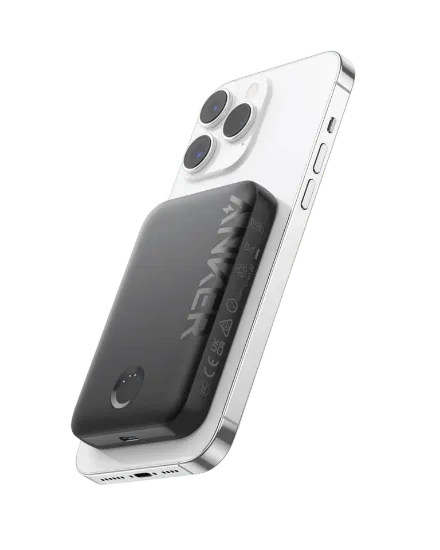 Picture of Anker 321 MagGo Battery (PowerCore 5K) Black1)Powerbank 2) 5000mAh3)Output =  Wireless  5W/7.5W4)Output =  1 x USB-C 12W Max5)Input Power = 10W
