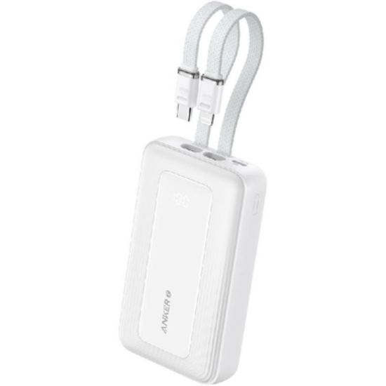 Picture of أنكر باور بانك 20000 مللي أمبير 30 واط مع كابل USB C وLightning مدمجين أبيض || Anker Power Bank (20K,30W, Built-In USB-C+Lightning Cable) B2B - UN (excluded CN, Europe) White Iteration 1