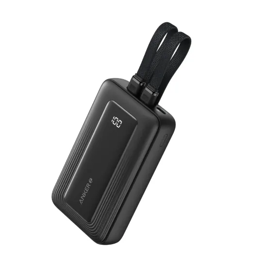 Picture of أنكر باور بانك 10000 مللي أمبير 30 واط مع كابلي USB C وLightning مدمجين أسود || Anker Power Bank (10K,30W, Built-In USB-C+Lightning Cable) B2B - UN (excluded CN, Europe) Black Iteration 1