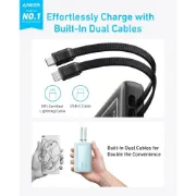 Picture of أنكر باور بانك 10000 مللي أمبير 30 واط مع كابلي USB C وLightning مدمجين أسود || Anker Power Bank (10K,30W, Built-In USB-C+Lightning Cable) B2B - UN (excluded CN, Europe) Black Iteration 1