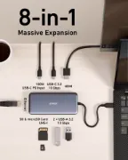 Picture of Anker Media Hub 8-in 1 2 USB-A , 2 USB-C ,  SD & Micro SD, Ethernet , 1 HDMI Gray