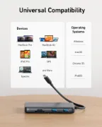 Picture of Anker Media Hub 8-in 1 2 USB-A , 2 USB-C ,  SD & Micro SD, Ethernet , 1 HDMI Gray